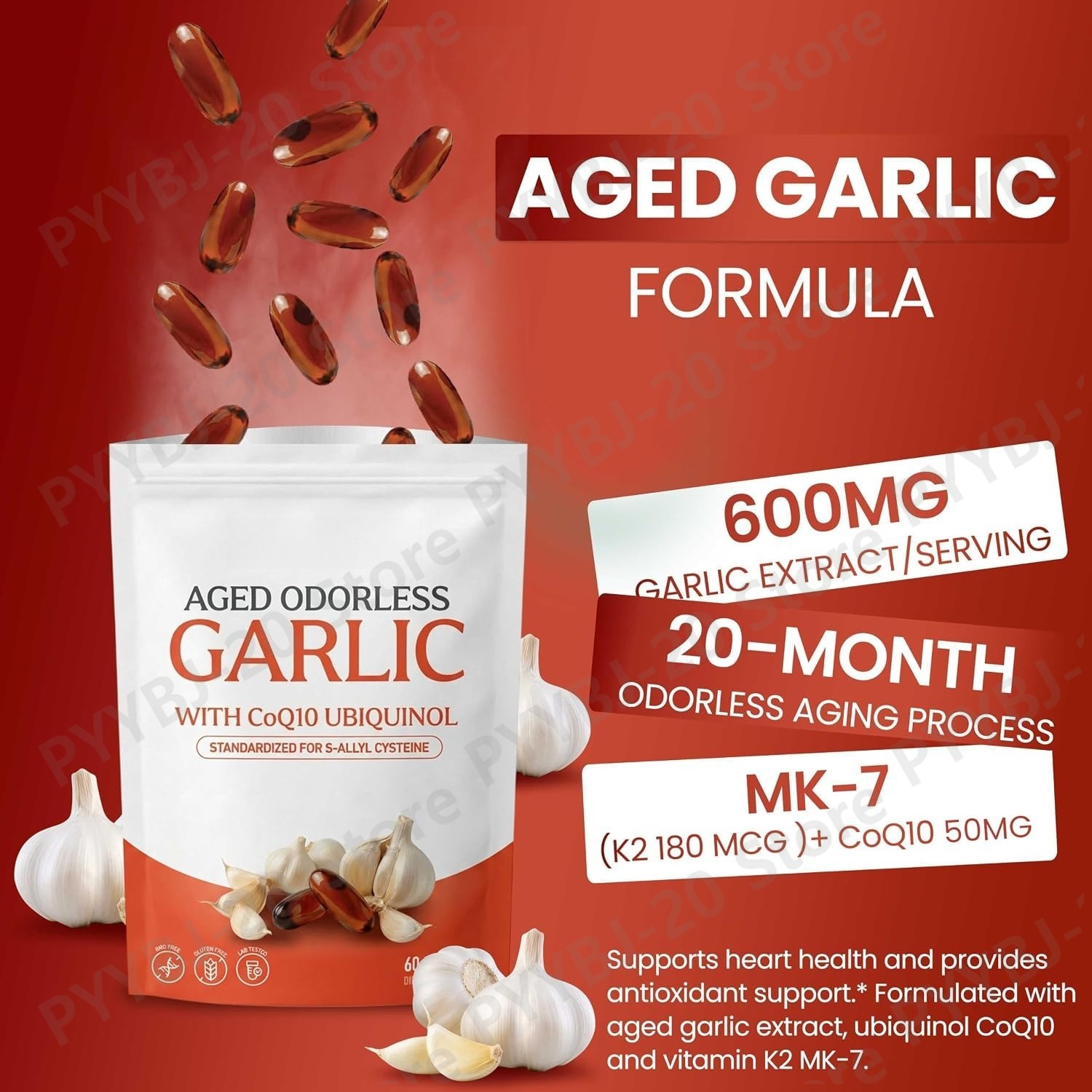Coq10 Ubiquinol Softgel - Yaşlandırılmış, Kokusuz Sarımsak Softgel 60 adet